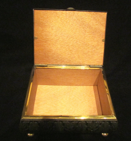 Vintage Gold Cigarette Box Brass Tabletop Cigarette Case Trinket Box Jewelry Box