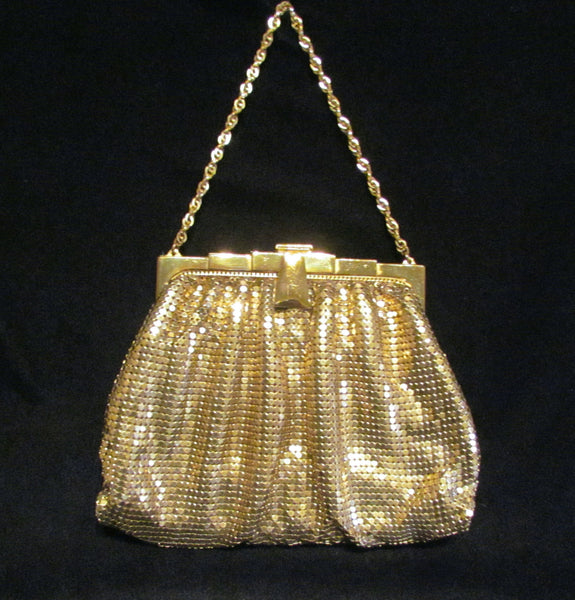 1930s Whiting Davis Gold Mesh Purse Art Deco Purse Vintage Wedding Bridal Formal Evening Bag
