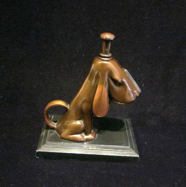1930s Ronson Striker Lighter Bronze Hound Dog Art Deco Art Metal Works Working Lighter