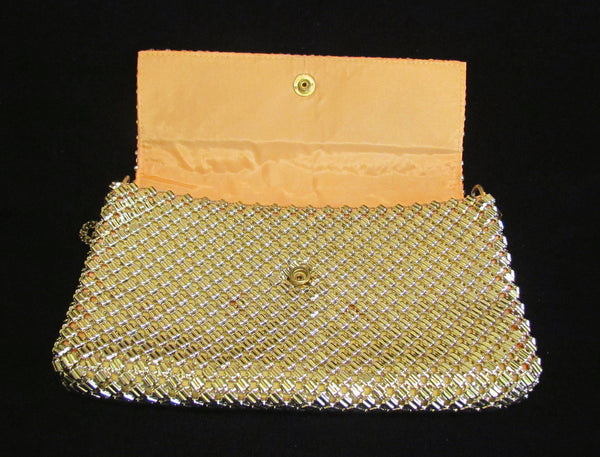 Whiting Davis Silver Mesh Clutch Purse 1930s Shoulder Bag Vintage Envelope Style Formal Purse