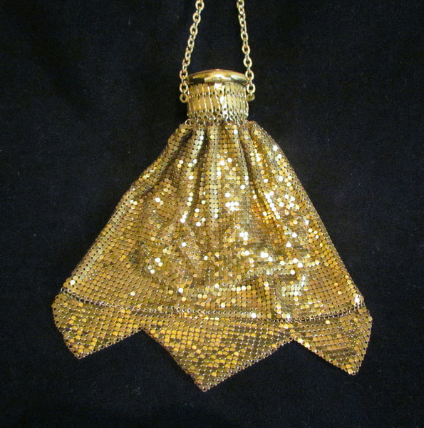 1920s Whiting And Davis Gate Top Purse Vintage Accordian Purse Antique Beggars Bag Gold Mesh GateTop Expandable