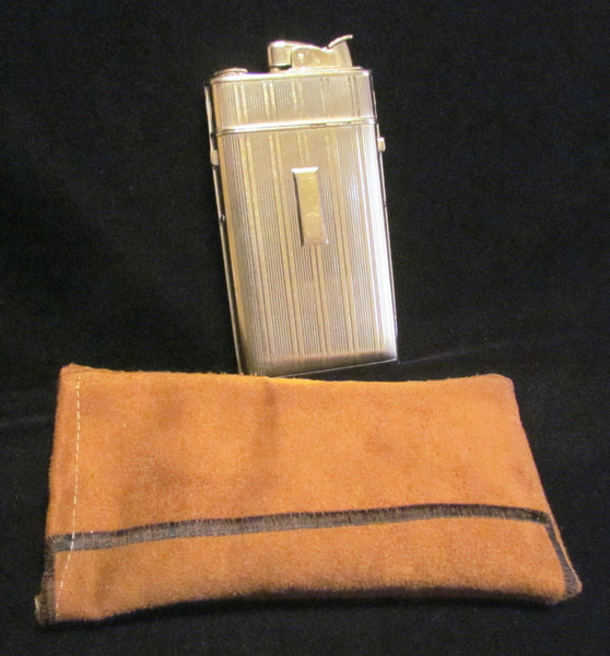 1940s Evans Cigarette Case Lighter Art Deco Silver Excellent Working Condition