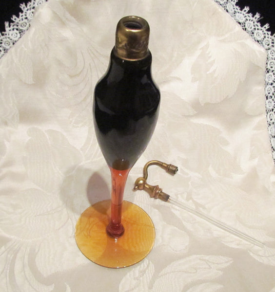 Art Deco Devibliss Amber Atomizer Perfume Bottle