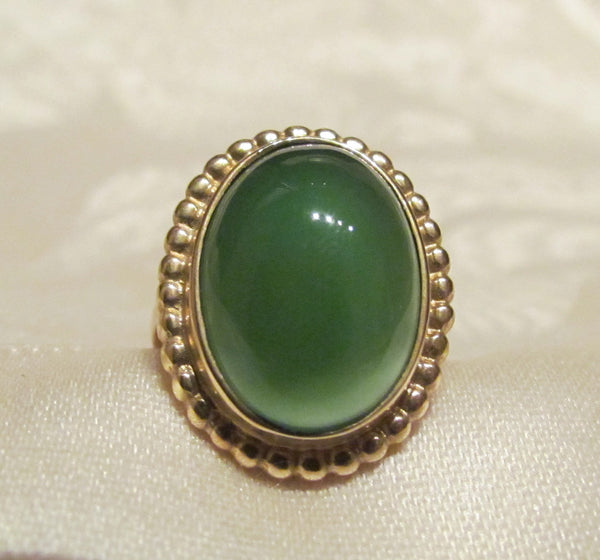 14Kt Gold Ring 6.55ct Chrysoprase Ring High Fashion Bruce Magnotti Cocktail Ring Fine Jewelry Size 6 1/2
