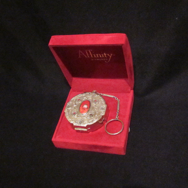 Victorian Silver Compact Purse Red Guilloche Blue And Red Stones Finger Ring Evans May Fair RARE