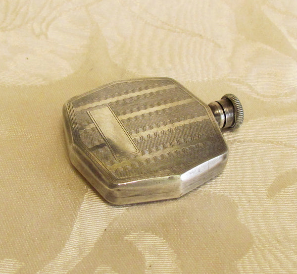 Antique Flask Perfume Bottle 1910s Edwardian Silver Snuff Bottle Blank Cartouche
