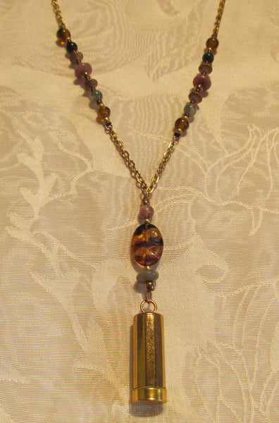 Vintage Folda Cigarette Holder Necklace Handmade Semi Precious Beaded OOAK Pendant Necklace