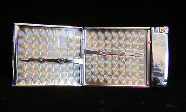 1940's Royal CaseLite Art Deco Cigarette Case Lighter Silver Case Lite Excellent Working