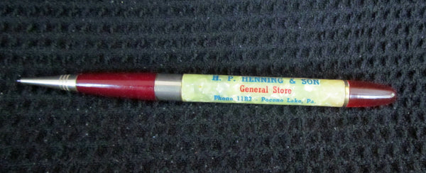 1940's Mechanical Pencil Advertising Propelling Pencil General Store Pocono Lake, Pa