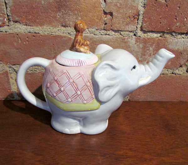 Vintage Elephant And Monkey Teapot Ceramic Tea Pot
