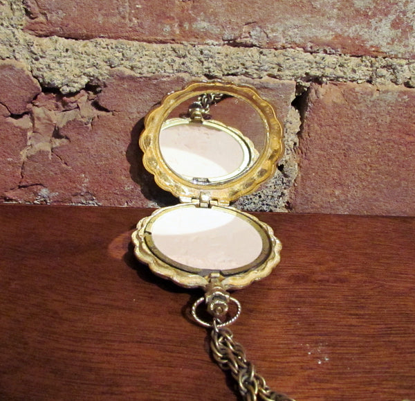 Watch Compact Necklace Max Factor Bird Pocket Watch Powder Compact Pendant Necklace