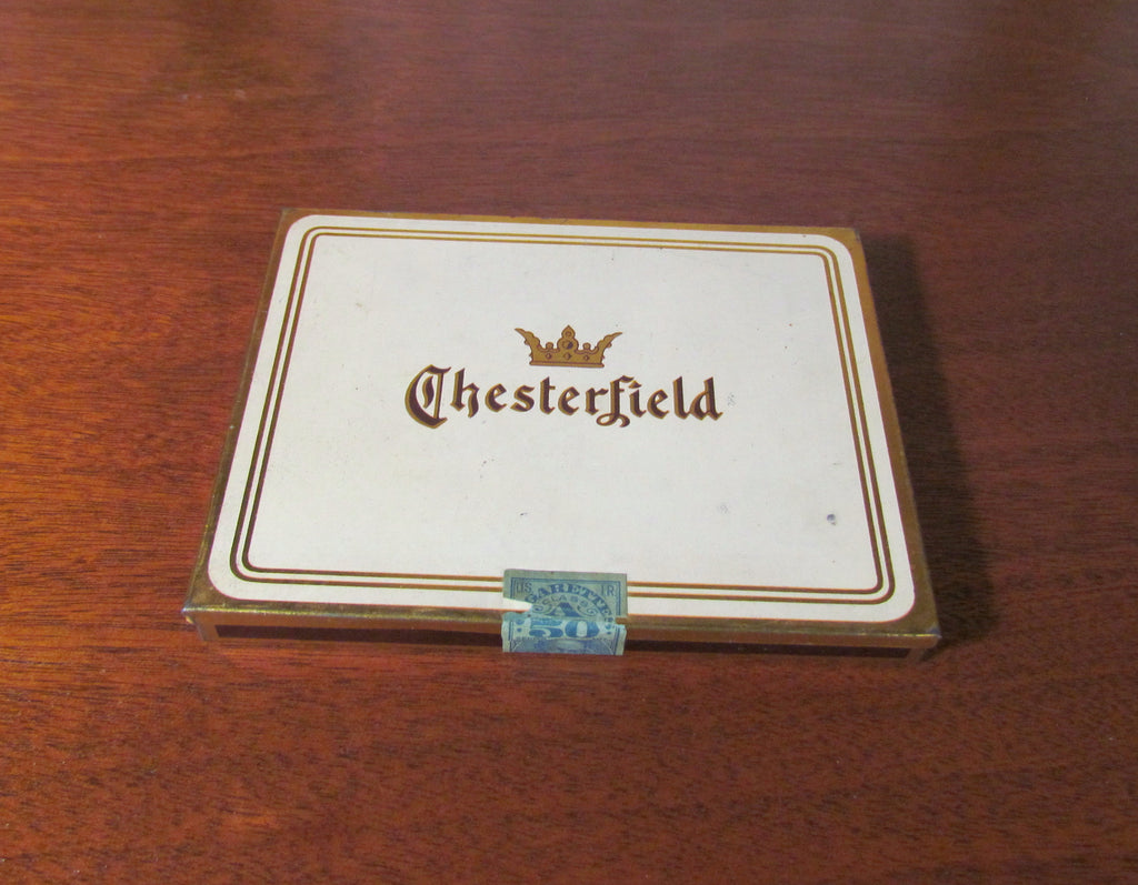 Chesterfield Cigarette Tin Vintage Flat Metal Tobacco Box