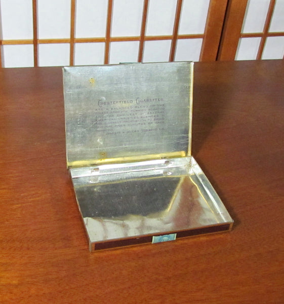 Chesterfield Cigarette Tin Vintage Flat Metal Tobacco Box