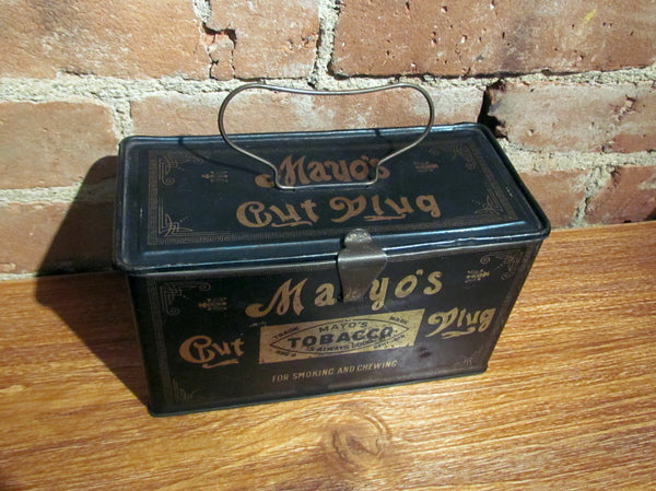 Mayo's Cut Plug Tobacco Tin Antique Advertising Metal Lunch Box/Pail