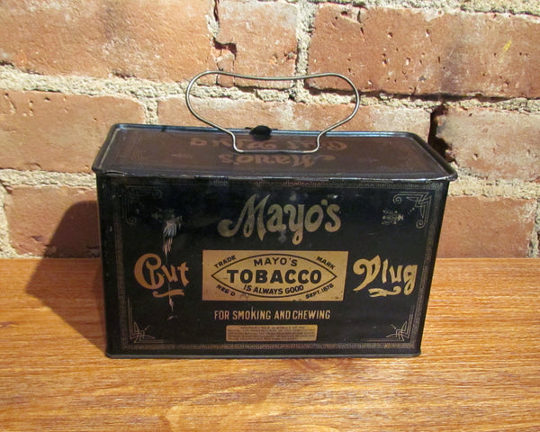 Mayo's Cut Plug Tobacco Tin Antique Advertising Metal Lunch Box/Pail