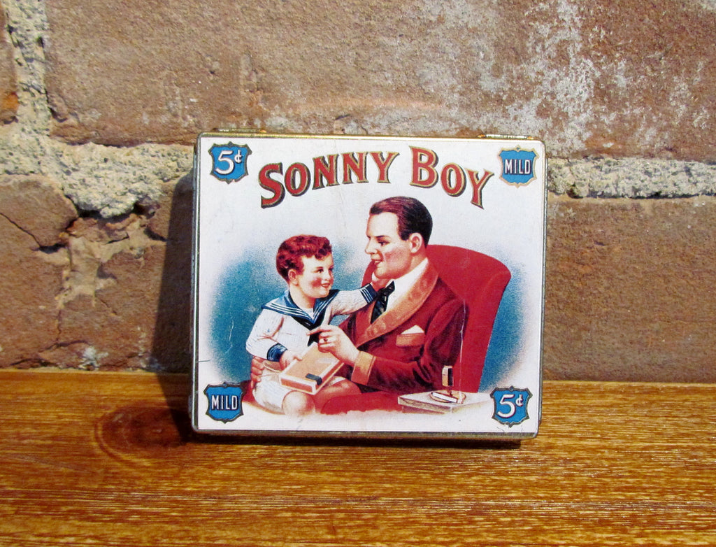 Rare Sonny Boy Cigarette Tin Vintage Litho Advertising Metal Box