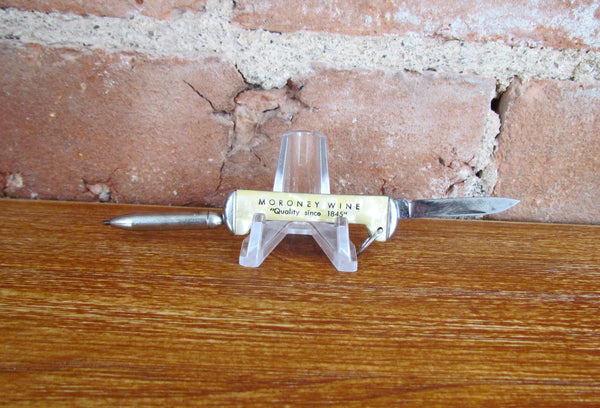 Moroney Wine Pocket Knife Pen Vintage Advertising "Quality since 1845"