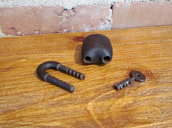 Antique Padlock With Key Rare Prison Style Lock