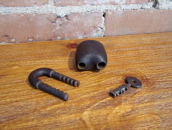 Antique Padlock With Key Rare Prison Style Lock