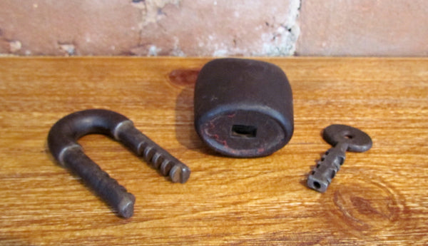 Antique Padlock With Key Rare Prison Style Lock