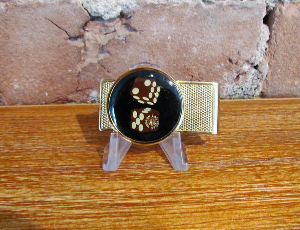 Vintage Las Vegas Money Clip Gold Tone Casino Dice