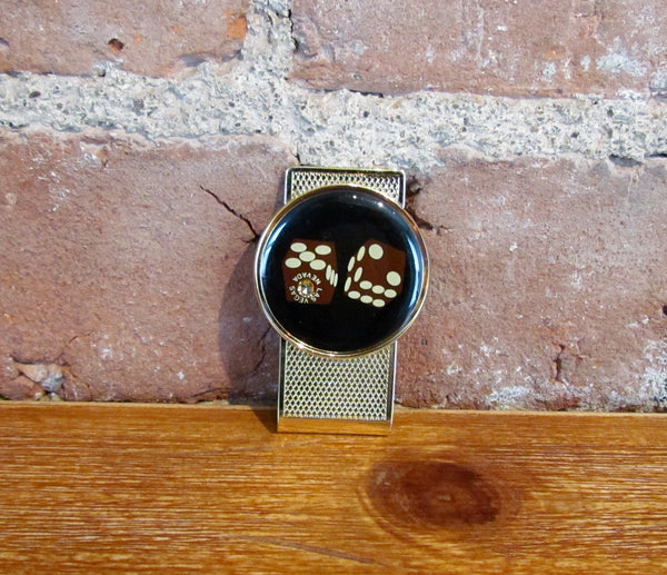 Vintage Las Vegas Money Clip Gold Tone Casino Dice