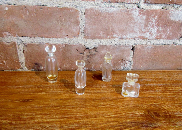 4 Mini Vintage Perfumes Bottles Estee Lauder Pleasures, Ysatis, White Linen