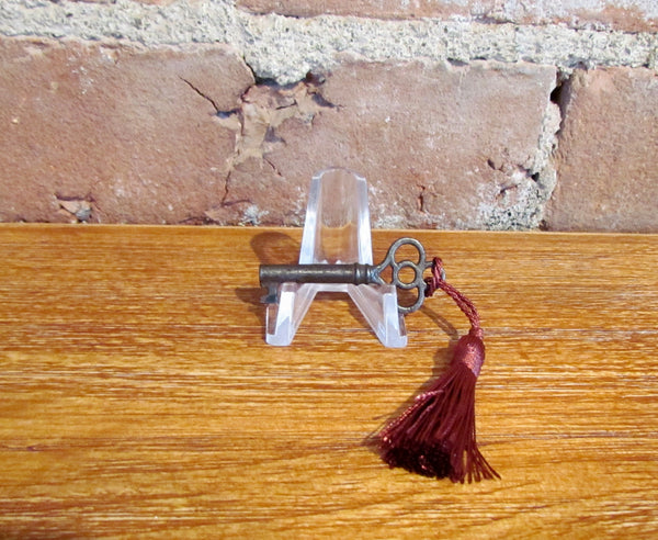 Antique Cabinet Key Red Tassel Skeleton Key