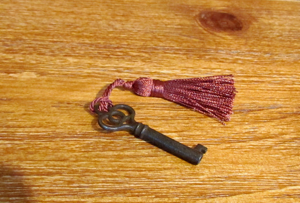 Antique Cabinet Key Red Tassel Skeleton Key