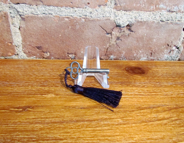 Antique Skeleton Cabinet Door Key And Purple Tassel