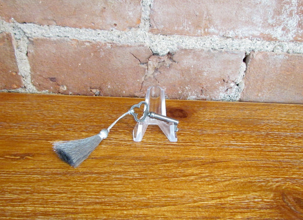 Antique Skeleton Cabinet Door Key & Silver Tassel