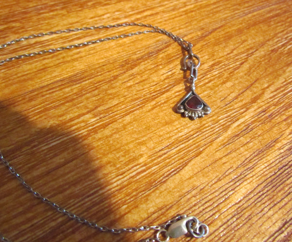 Sterling Silver Garnet Pendant Necklace Earring Set