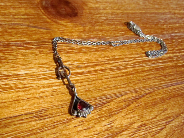 Sterling Silver Garnet Pendant Necklace Earring Set