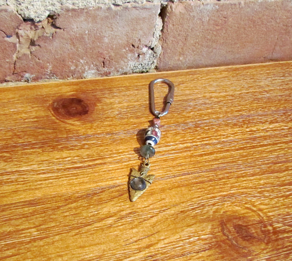 Arrowhead And Peruvian Bead Keychain OOAK Handmade