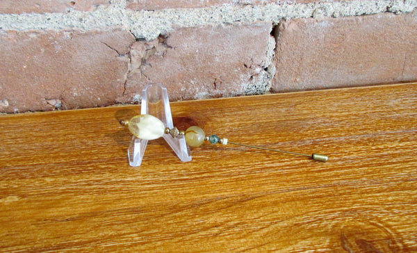 Gold Stick Pin Beaded Hat Pin One Of A Kind