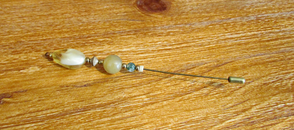 Gold Stick Pin Beaded Hat Pin One Of A Kind