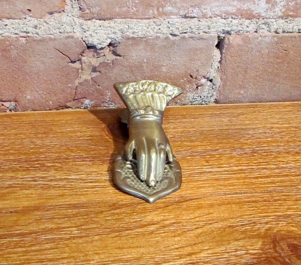 Victorian Ladies Hand Paper Clip Brass Card Holder
