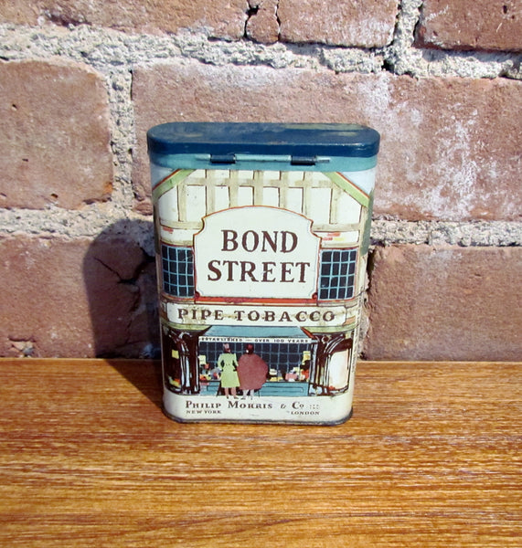 Bond Street Pipe Tobacco Tin Antique Advertising Phillip Morris & Co. Metal Box