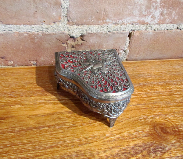 Vintage Silver Piano Jewelry Box Music Somewhere My Love