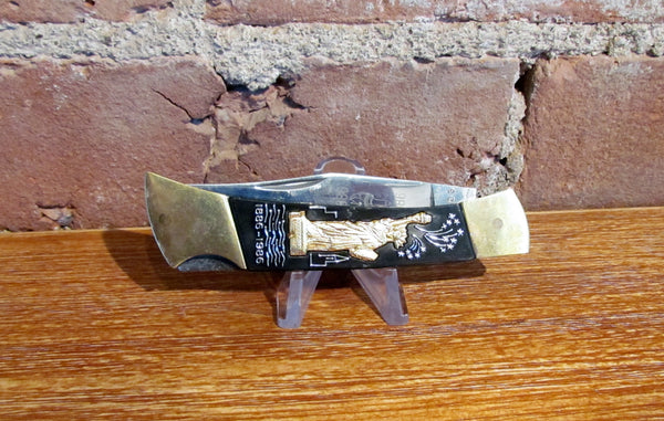 1986 Statue Of Liberty 24K Gold Overlay Centennial Commemorative Pocket Knife NIB