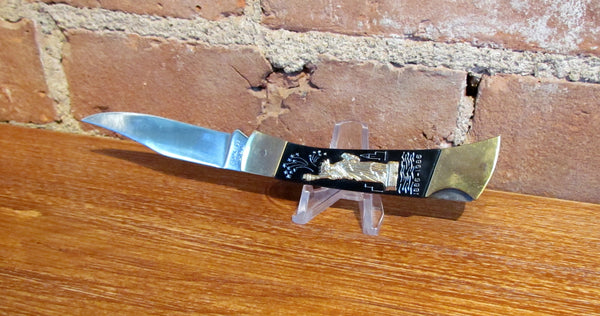 1986 Statue Of Liberty 24K Gold Overlay Centennial Commemorative Pocket Knife NIB