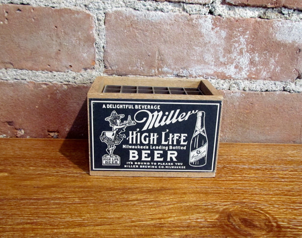 1984 Miller High Life Beer Girl On The Moon Wooden Crate Pencil Pen Holder Rare By George Nathan