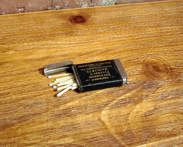 Antique Advertising Match Safe Cigar Cutter Bethlehem Foundry & Machine Co. Match Holder Match Box