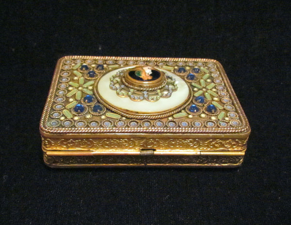 19th Century French Jeweled Portrait Cigarette Case Extremely Rare Cigarette Box