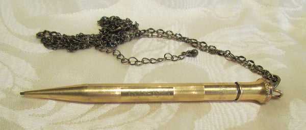 1920s Gold Filled Mechanical Pencil Necklace Superite 1/9 GF Engraved Date 1873 - 1923 Chatelaine Propelling Pencil