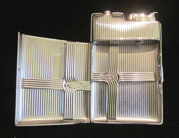 Silver Evans Cigarette Case Lighter Art Deco Boxed Working Case Lighter