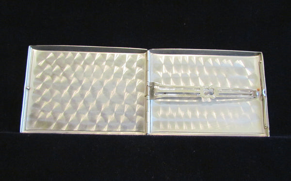 1930s Enamel Cigarette Case Golden Wheel Business Card Case Credit Card Holder Nickel Silver