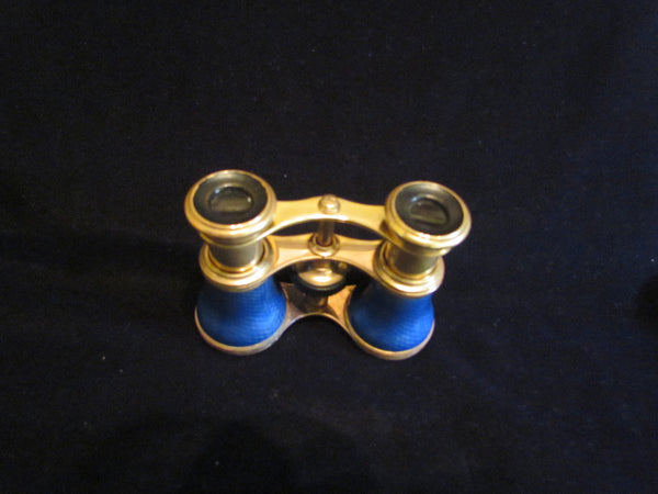 Antique Guilloche Opera Glasses 1800s Theater Glasses Rare Blue Enamel Binoculars