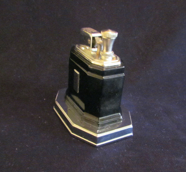 Ronson Touch Tip Lighter 1930s Octette Table Lighter Art Deco Black Enamel Excellent Working Lighter