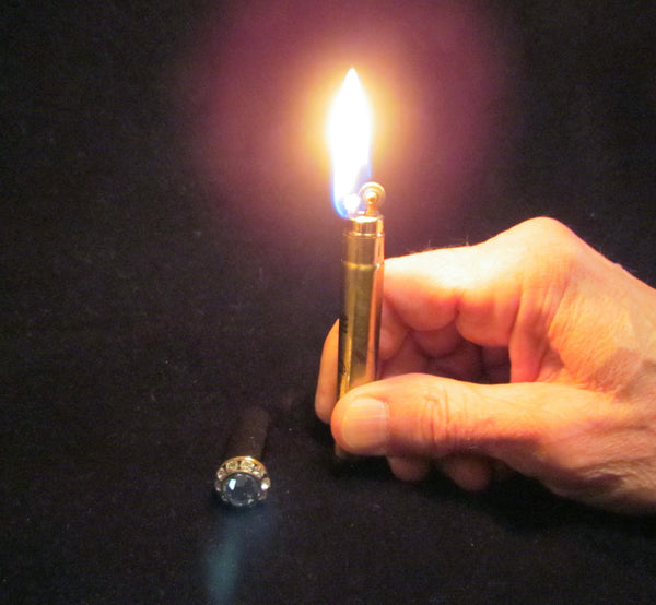 Gold Rhinestone Lighter Ladies Lipstick Lighter Vintage Cleopatra Jeweled Tube Lighter In Original Box